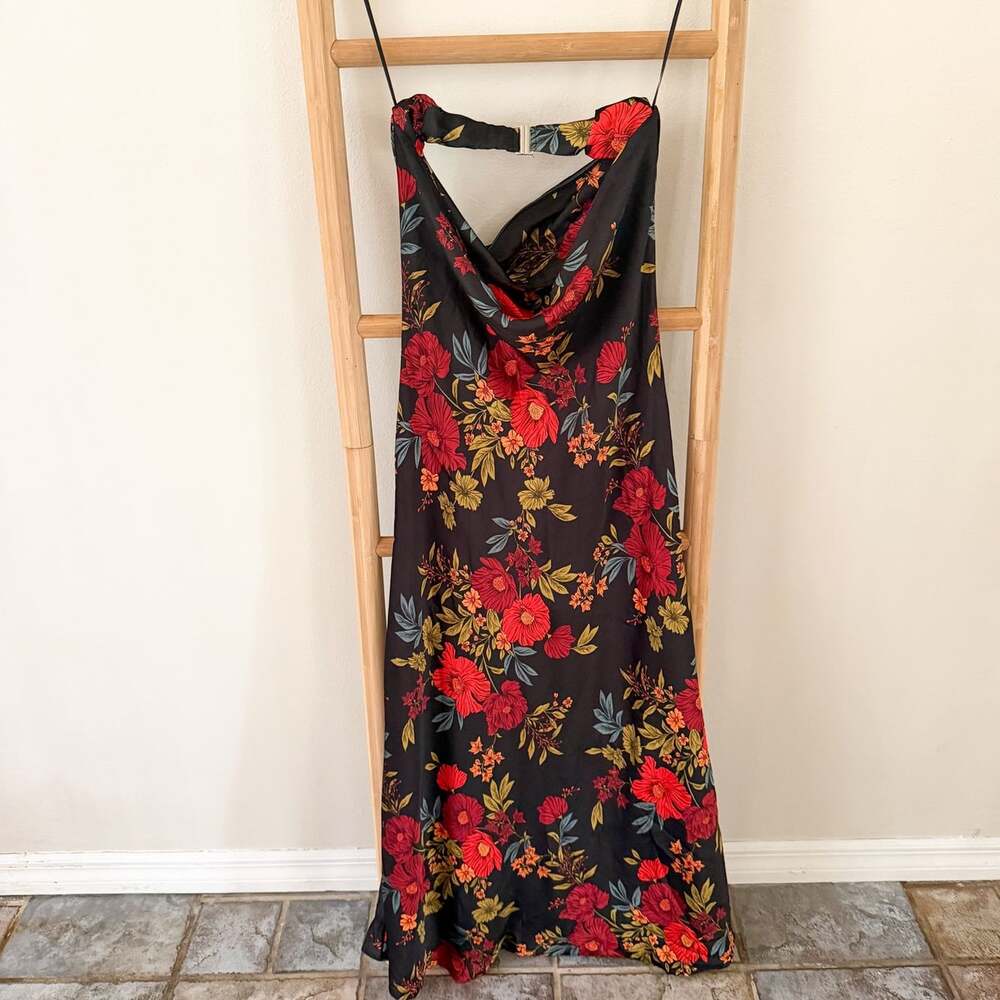 NWOT 12th Tribe Natalia Black Floral Strapless Maxi Dress Size M Floral Evening - Picture 8 of 12